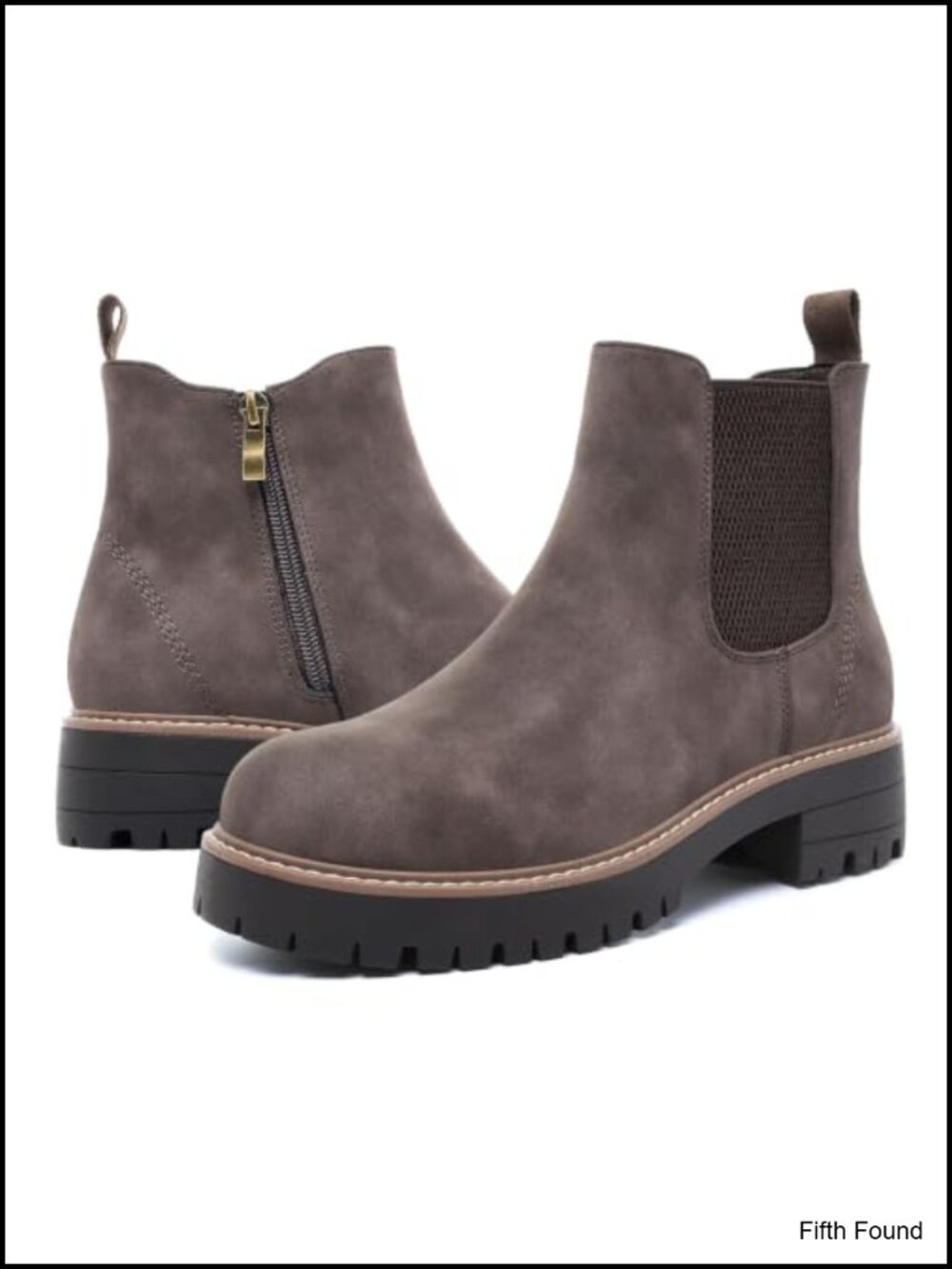 Womens Chelsea Ankle Boots Faux Leather Side Zip Chunky Lug Sole Booties